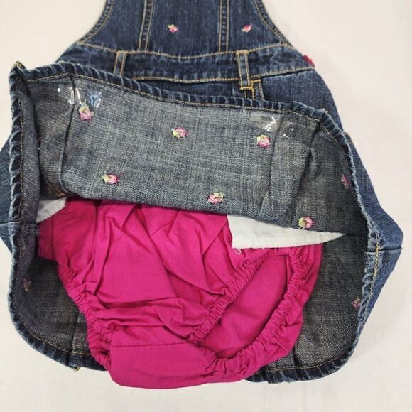 Gymboree Overall Dress Denim Flower Embroidered Size 18-24 mos NWT - Picture 5 of 5